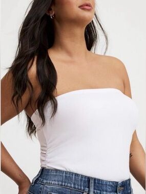 Torrid Size 5(5X)(28) Foxy Ruched Bright White Tube Top New In Package